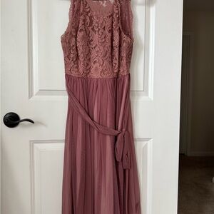 BHLDN Lace Overlay Midi Dress in Dusty Rose